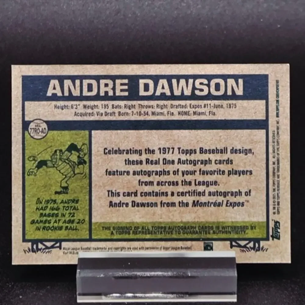 2026 Andre Dawson Topps Real One Auto Montreal Expos Hall of Fame Superstar - Picture 2 of 2
